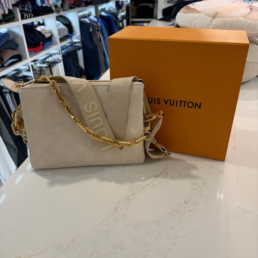 Louis Vuitton Cream Monogram Convertible Crossbody with Gold Chain